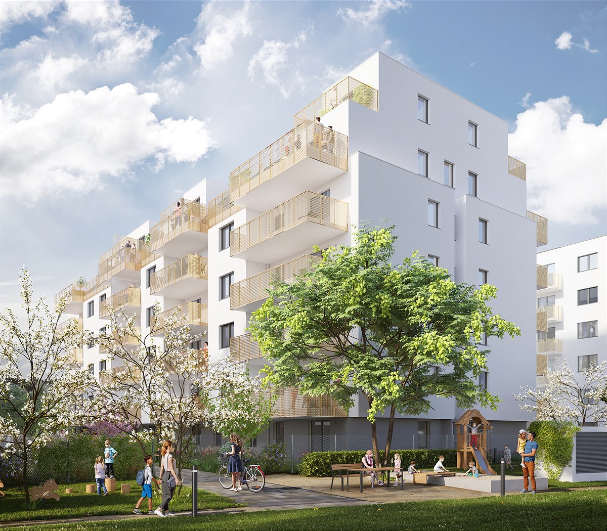 Das Wohnbauprojekt Grosses Glück setzt auf großflächige Aufdach-PV-Anlagen und üppige Begrünung